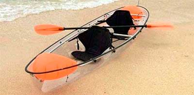 Kayak transparente biplaza
