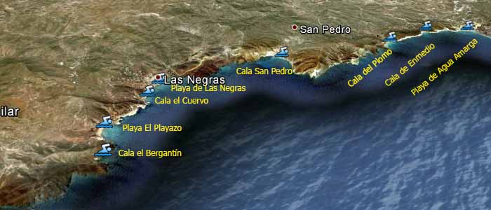 Mapa playas de rodalquilar a Agua Amarga